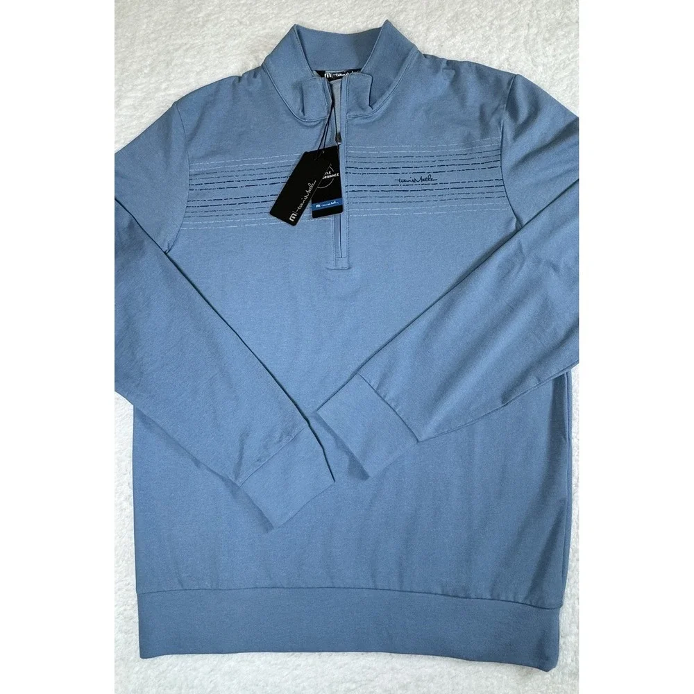 Travis Mathew Heritage Mens Size Small 1/4 Zip Golf Pullover Heather Riviera New